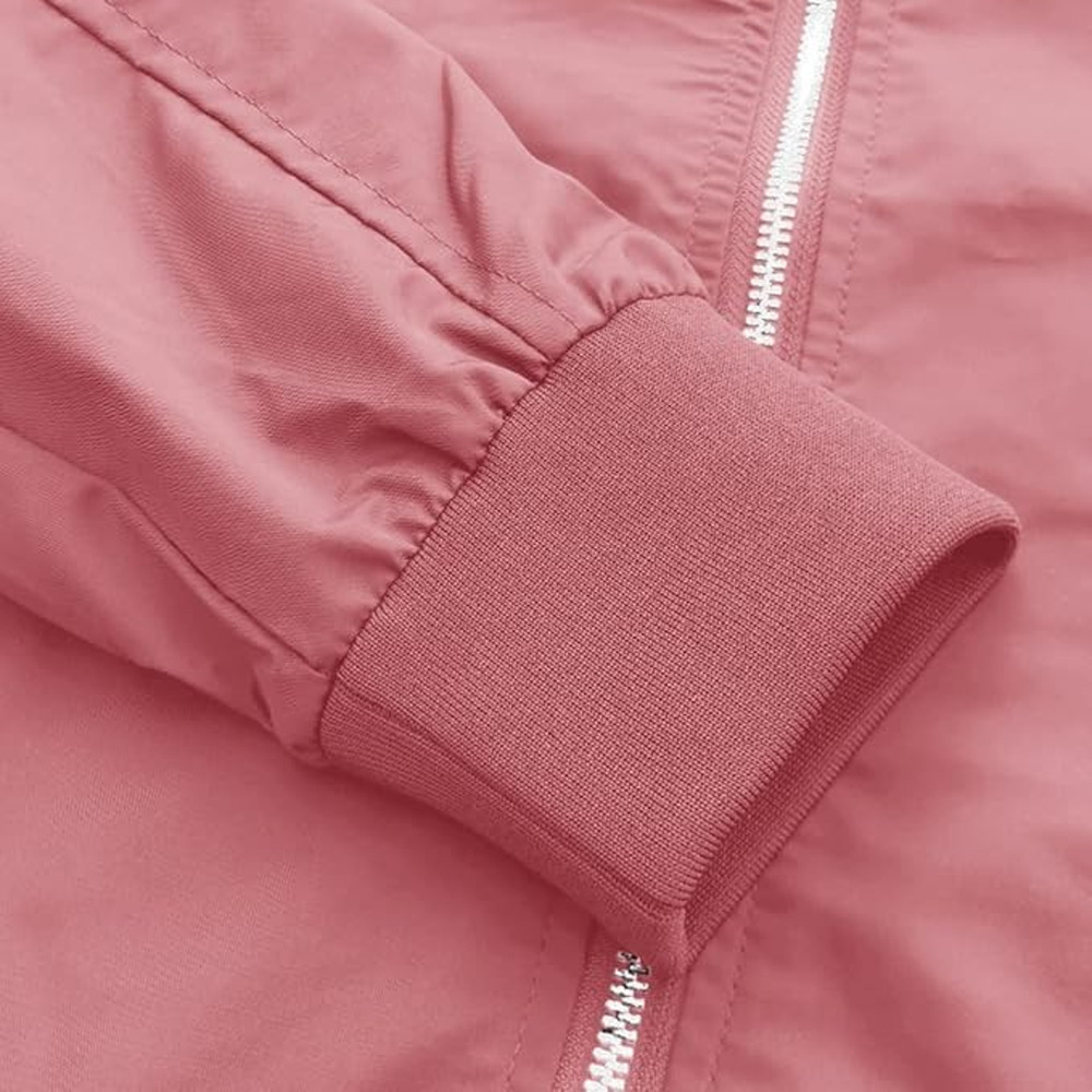 Men's Bomber Lightweight Jacket-Spring Fall Casual Thin Full Zip Gray Pink L - Picture 4 of 6